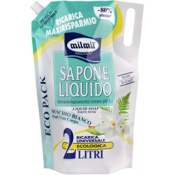 Mil Mil Sapone Liquido - Ecoricarica - 2 Litri - Muschio Bianco