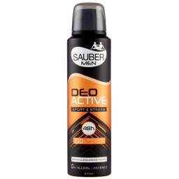 Sauber Deodorante Spray 150ml - Men Deo Active Sport & Stress 48h No Alcool