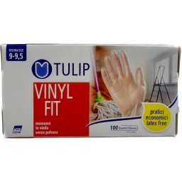 Tulip Vinyl Fit 100 Guanti In Vinile Non Talcati - Taglia Gigante Xl 9.5