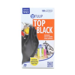 Tulip 100 Guanti Monouso In Nitrile Neri Non Talcati - Taglia S Piccola