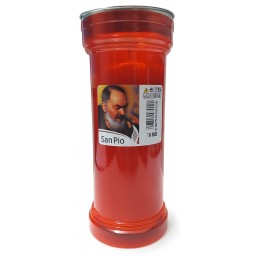 Lumino - Cero Votivo - Alto 19cm - Diametro 8.5cm - 342g - Rosso - San Pio