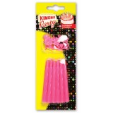 Kimono Candeline Compleanno Per Torta - 12 Pezzi - Rosa