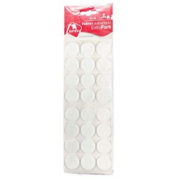 24 Feltrini Tondi Medi - Diametro 28mm - Colore Bianco - Autoadesivi