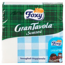 Foxy Tovaglioli Doppiovelo 33x33cm - Decoro Scozzese - Vari Colori Assortiti