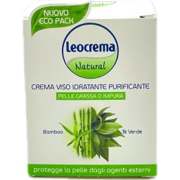 Leocrema Natural Crema Viso 50ml - Idratante Purificante - Bamboo E Te Verde