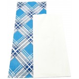 1000 Buste Portaposate In Carta Con Tovaglioli - Scozzese Blu E Azzurro