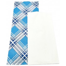 1000 Buste Portaposate In Carta Con Tovaglioli - Scozzese Blu E Azzurro