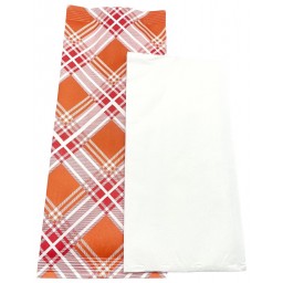 1000 Buste Portaposate In Carta Con Tovaglioli - Scozzese Rosa E Arancio