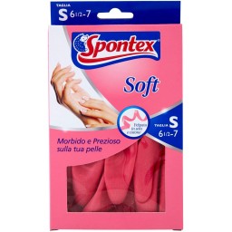 Spontex Soft Guanti Gomma Felpati - Taglia 6.5 S - Piccola