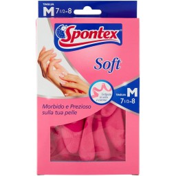 Spontex Soft Guanti Gomma Felpati - Taglia M 7.5 - Media