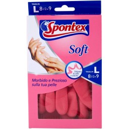 Spontex Soft Guanti Gomma Felpati - Taglia L 8.5 - Grande