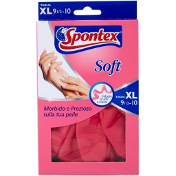 Spontex Soft Guanti Gomma Felpati Taglia Xl 9.5 Extra Grande