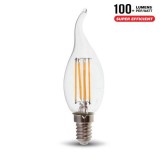 V-tac Lampadina Con Filamento Led - Fiamma - E14 4w 4000k - Luce Naturale