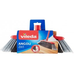 Vileda Scopa 2in1 Angoli - Doppia Fibra - Attacco Universale A Vite
