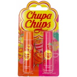 Chupa Chups - 2 Stick Protettivo Labbra - Orange Popo - Strawberry Swirl