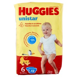 Huggies Unistar - 12 Pannolini Taglia 6 Xl Extra Large 15-30 Kg