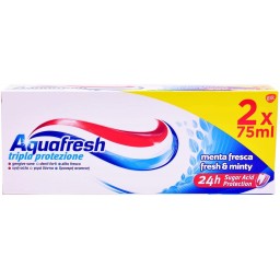 Aquafresh Dentifricio 75ml - 2 Tubi - Tripla Protezione - Menta Fresca 24h