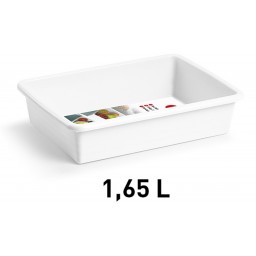 Vaschetta Frigo In Plastica Per Alimenti - 1600ml - 26x15x6 Cm - Bianco