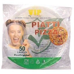 Vip 12 Piatti Pizza In Plastica Riutilizzabili Diametro 33cm - Trasparenti