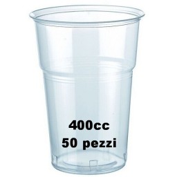 Vip 50 Bicchieri In Plastica Pp Trasparenti - 400cc - Birra - Monouso