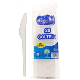Very Well 20 Coltelli Riutilizzabili In Plastica 17cm - Bianchi