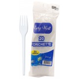 Very Well 20 Forchette Riutilizzabili In Plastica 17cm - Bianche