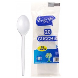 Very Well 20 Cucchiai Riutilizzabili In Plastica 17cm - Bianchi