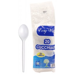 Very Well 20 Cucchiaini Riutilizzabili In Plastica 12cm - Bianchi