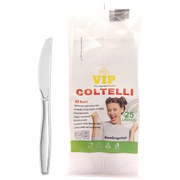 Vip 30 Coltelli Riutilizzabili In Plastica 17cm - Trasparenti - Ecocrystal