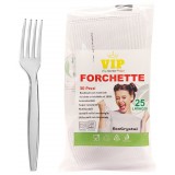 Vip 30 Forchette Riutilizzabili In Plastica 17cm - Trasparenti - Ecocrystal